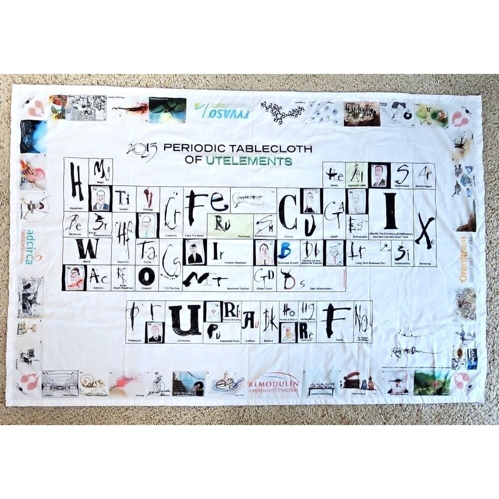 Ralph Steadman Gonzo Art Periodic Tablecloth Of UT Elements Pharmaceutical Promo